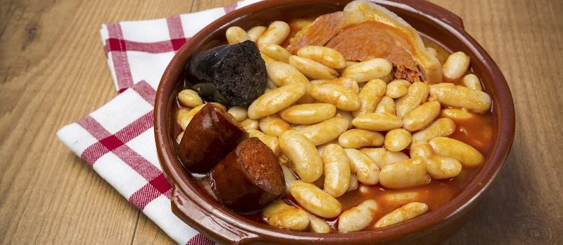 Traditional Spanish Fabada Asturiana with White Beans and Chorizo