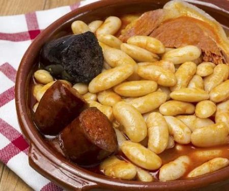 Traditional Spanish Fabada Asturiana with White Beans and Chorizo