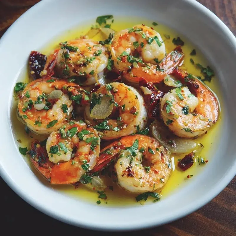Authentic Spanish Garlic Shrimp with Chili Flakes and Olive Oil Recipe