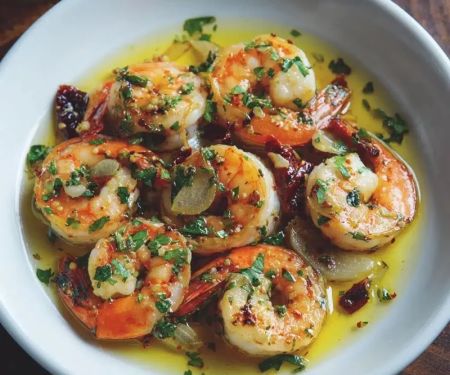 Authentic Spanish Garlic Shrimp with Chili Flakes and Olive Oil Recipe