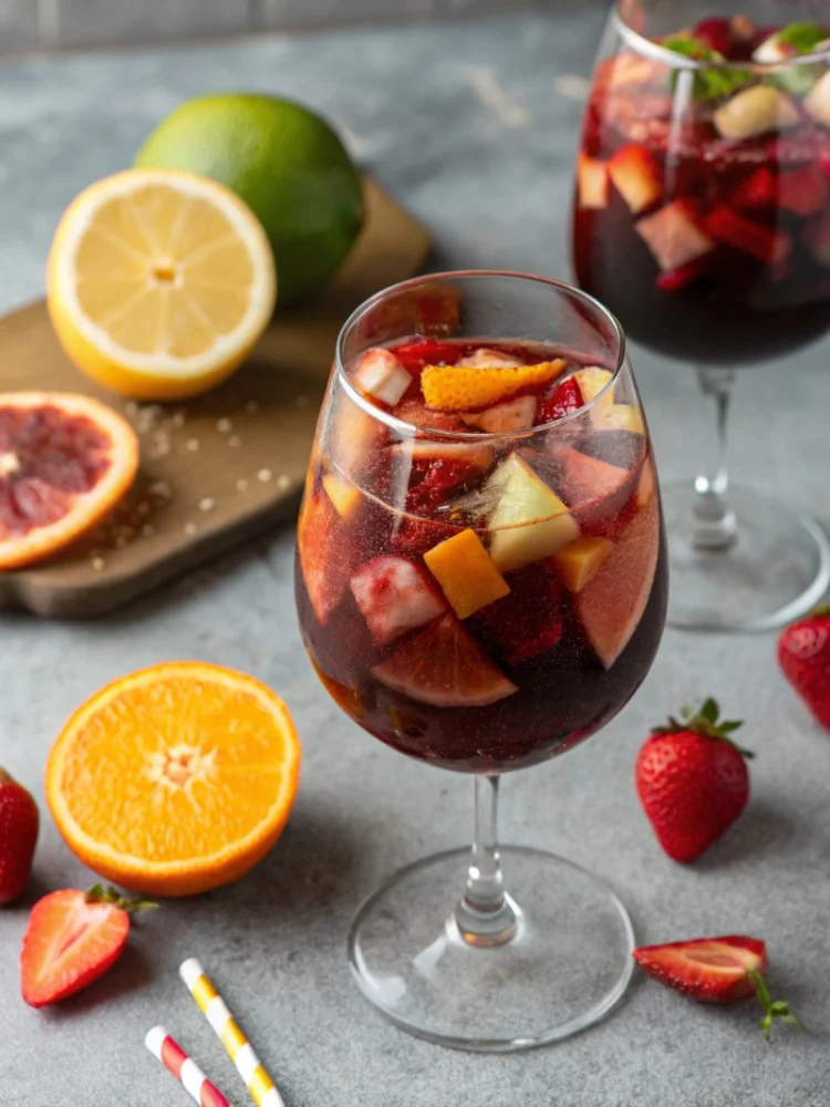 Authentic Spanish Sangria with Red Wine and Fresh Citrus Fruits