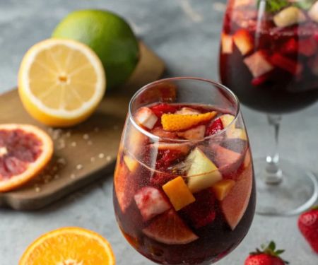 Authentic Spanish Sangria with Red Wine and Fresh Citrus Fruits