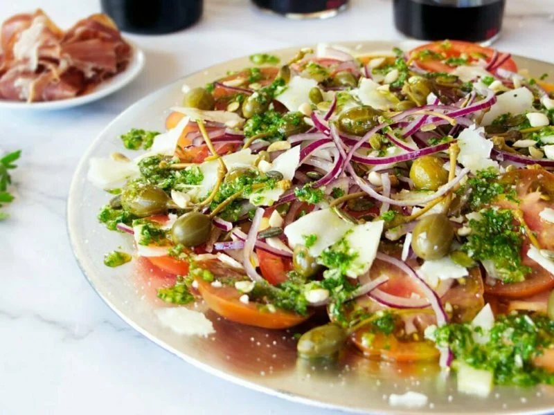Spanish Tomato and Olive Salad Mediterranean Style