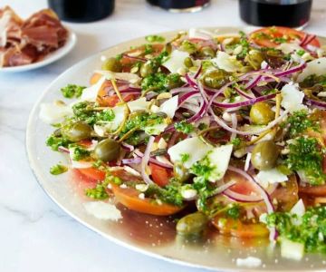 Spanish Tomato and Olive Salad Mediterranean Style