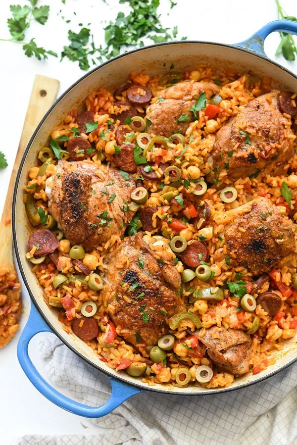 Easy Spanish Rice with Chicken Thighs | Rubi Spanish Table