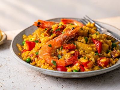 Traditional Spanish Seafood Paella for Holidays