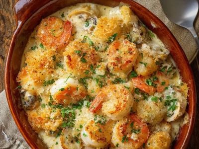 Spanish Seafood Casserole with Garlic Butter Sauce: Authentic Recipes at Home