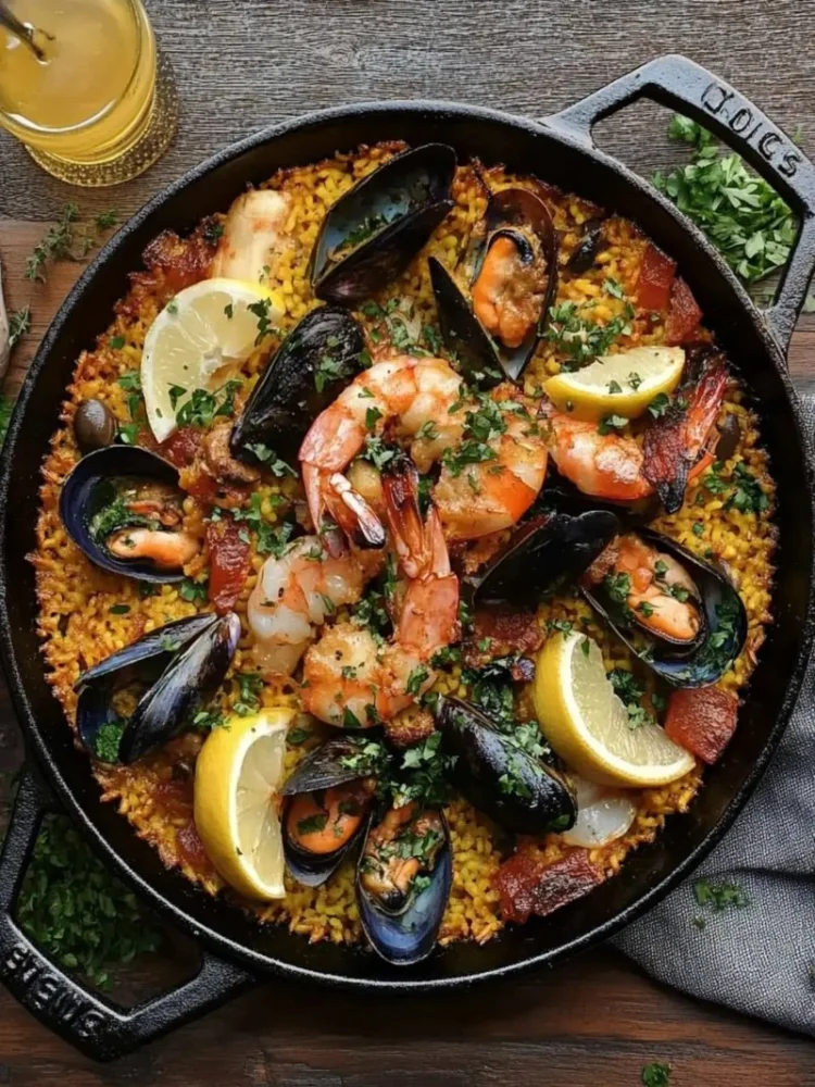 Easy Spanish Paella in a Cast Iron Skillet Recipe Guide