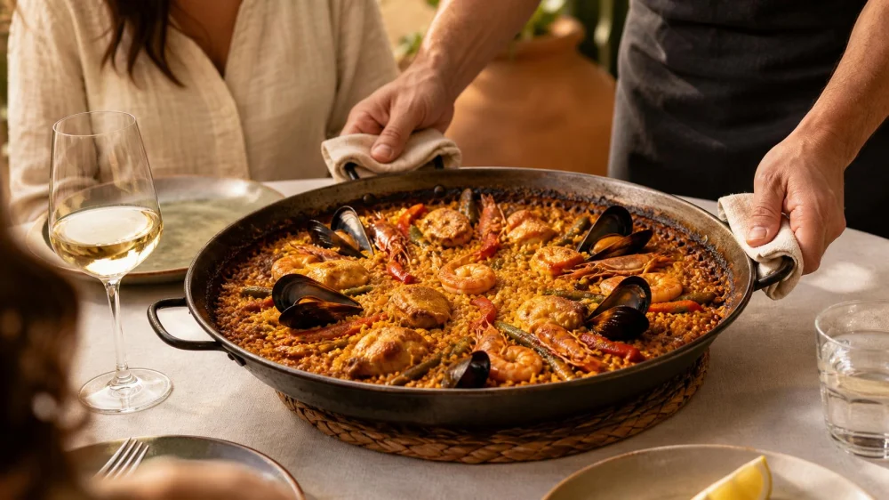 Spanish Paella: Confirm Size, Timing, and Socarrat
