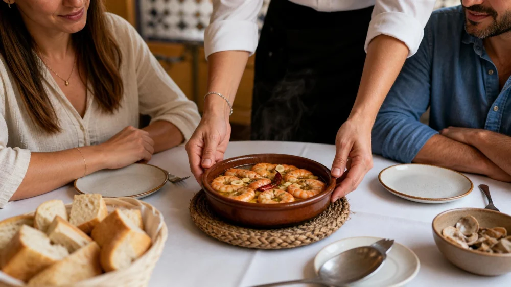 Gambas al Ajillo: Garlic, Oil, Heat, and Table Service