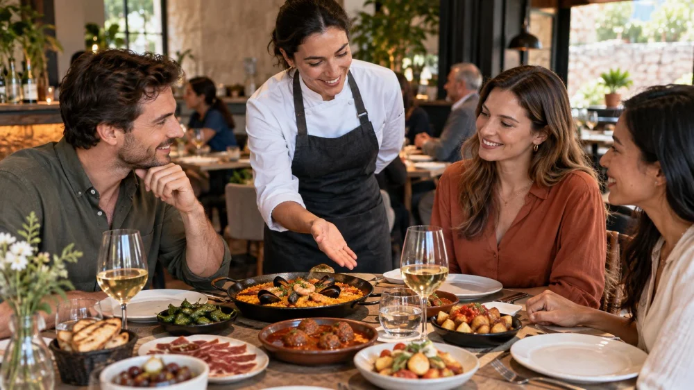 Spanish Dining Sharing Order: Balance Portions and Arrival Times