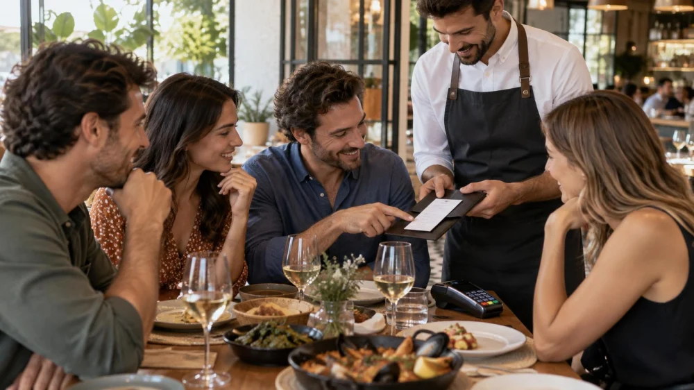 Spanish Dining Service Charge Check: Bill, Tips, and Group Split
