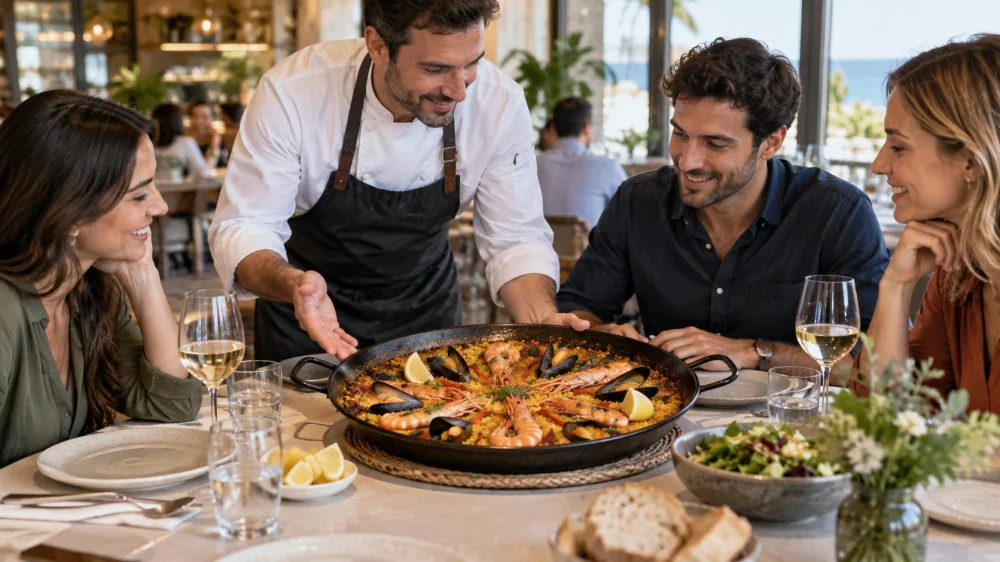Spanish Paella Sharing: Pan Size, Timing, and Allergens